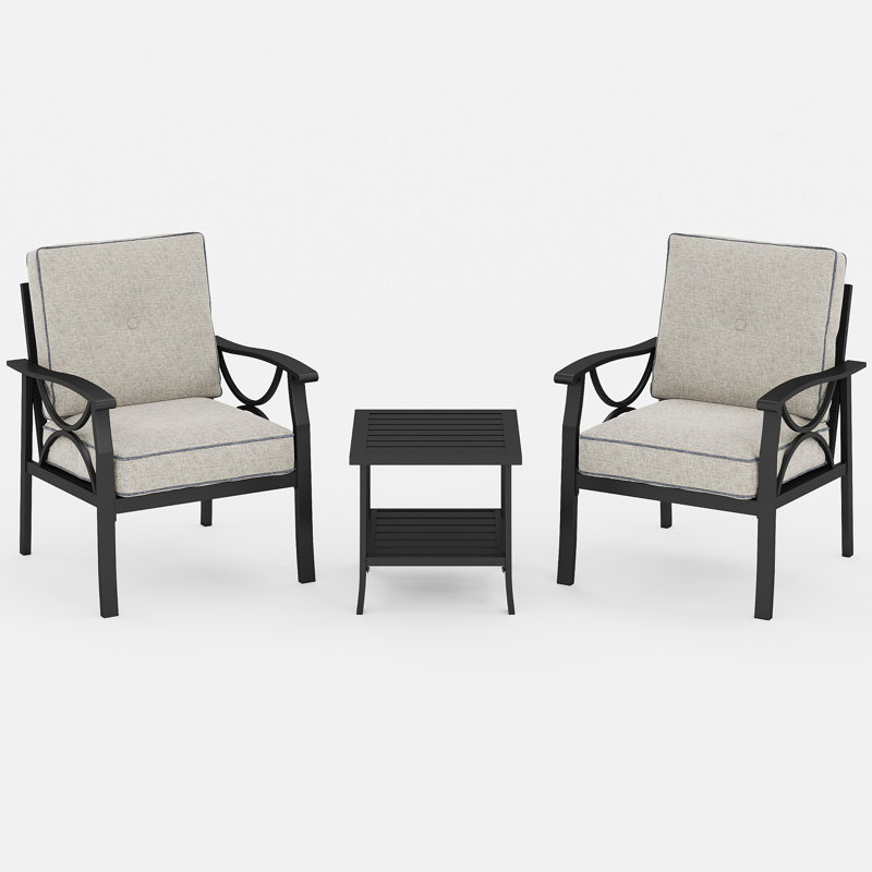 2 - Person Patio Conversation Sets With Cushions, Black