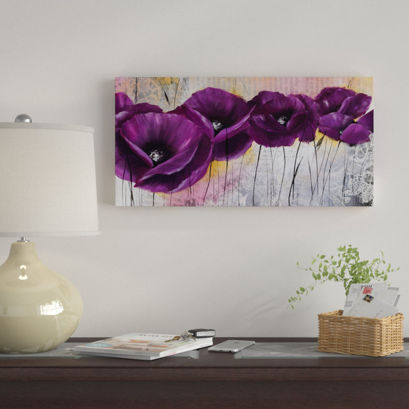 « pavot mauve i », reproduction d’impression sur toile tendue, H 60 po x l 30 po x P 1,5 po