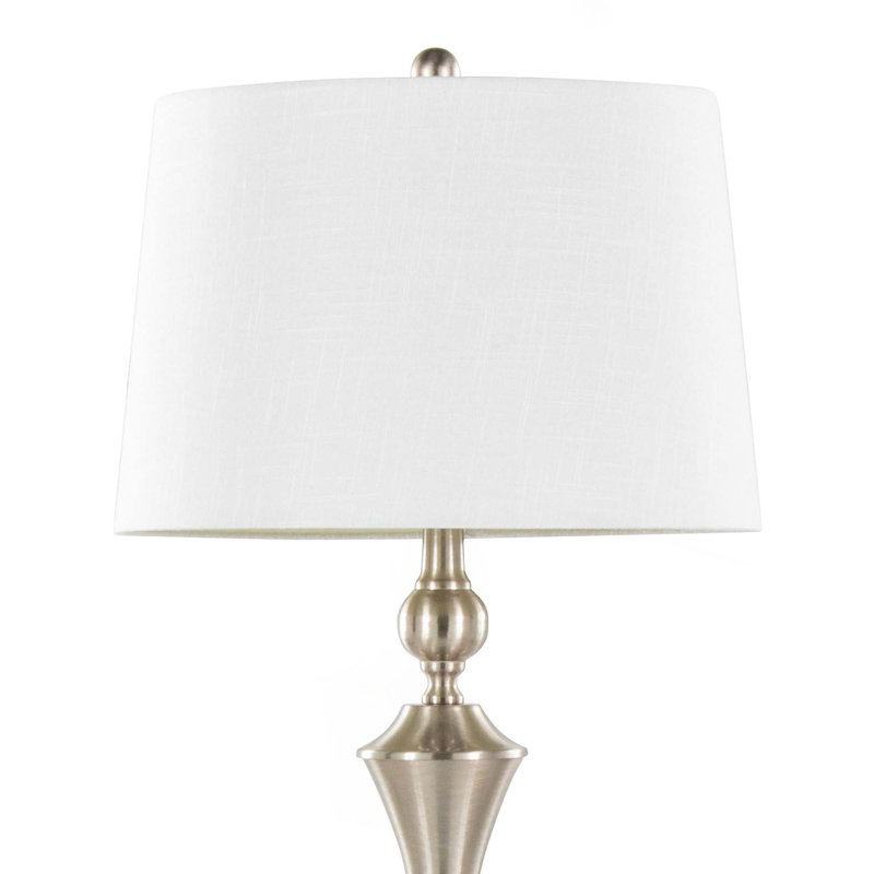 Flint 30" Contemporary Metal Table Lamp With Textured Slub Linen Shade And Built-In Usb Port From Grandview Gallery - Set Of 2