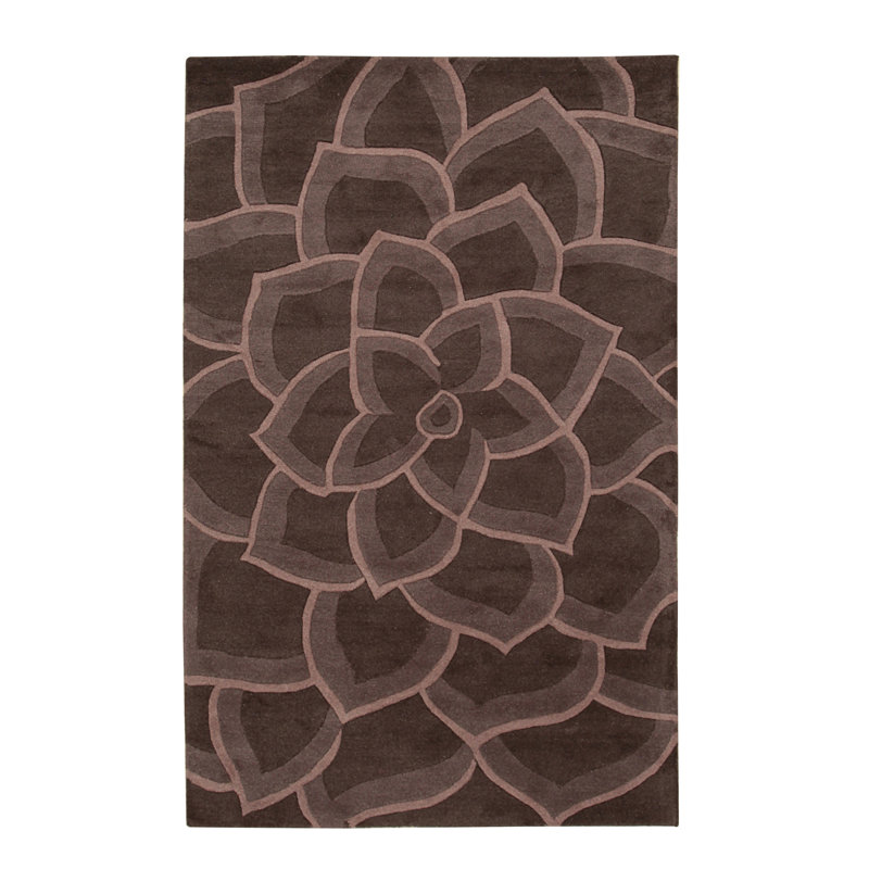 Tapis brun en laine touffeté à la main polyvalent Kira