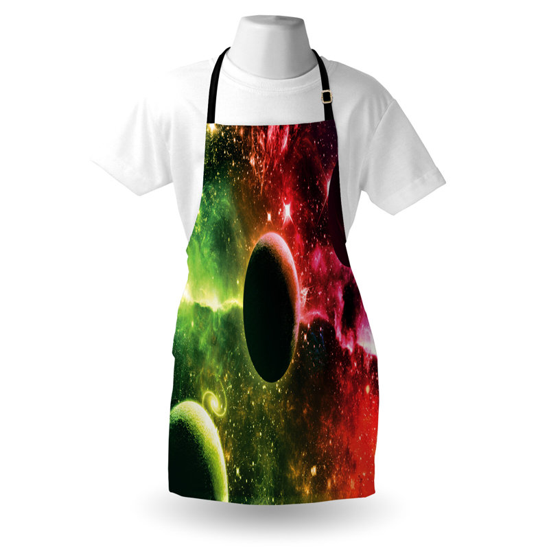 East Urban Home Space Apron Unisex, Cosmos Galaxy Nebula, Adult Size, Magenta Green