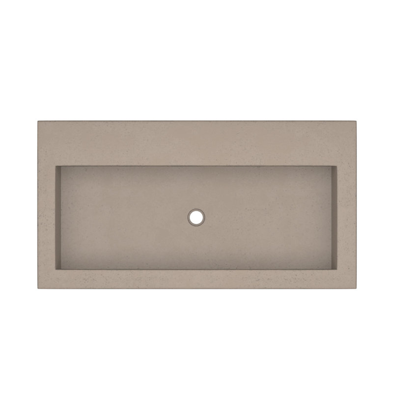 NativeStone Handcrafted Concrete 36" Trough Bathroom Sink, No Hole, Earth