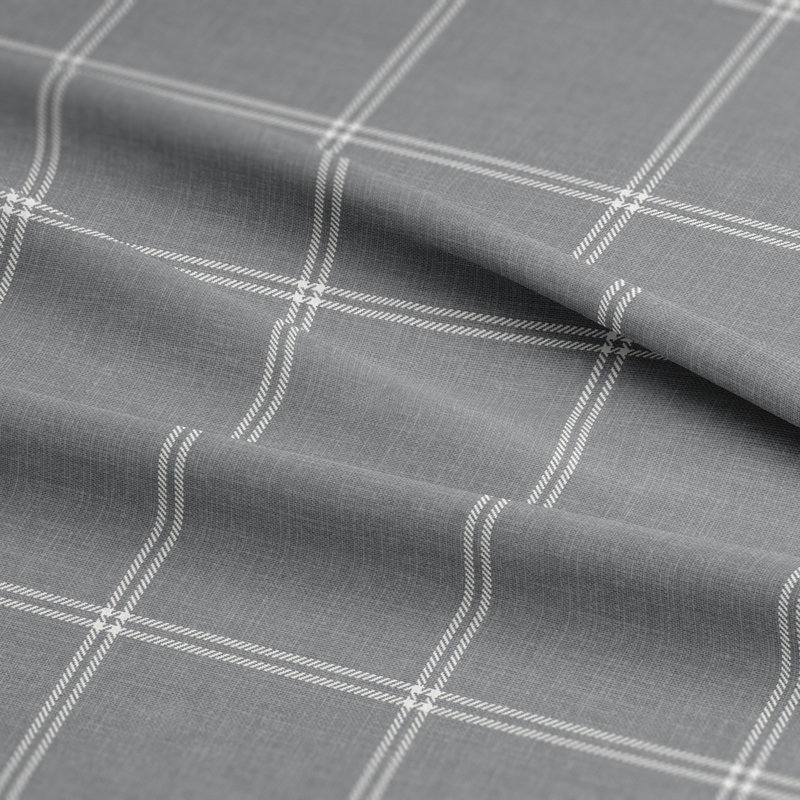 Shay Window Pane Gray Cotton Bedskirt, Twin, 15"