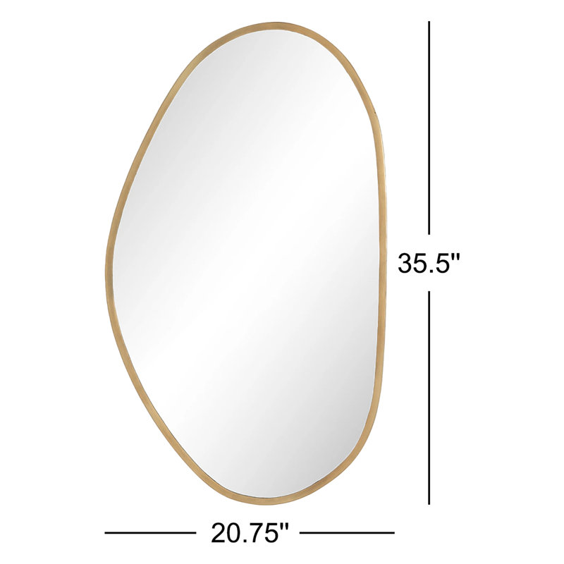 Brinley Flat Metal Wall Mirror, Antique Brass