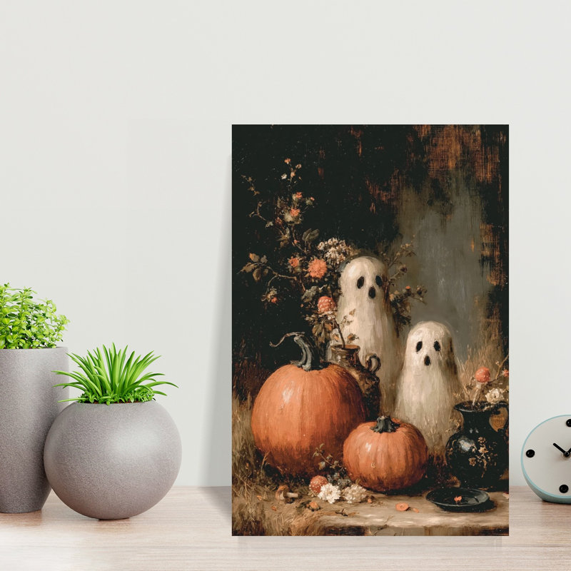 Vintage Halloween Still Life Classic Rustic Vintage Autumn Nature Wall Art Print 1 Piece Wrapped Canvas Wall Art