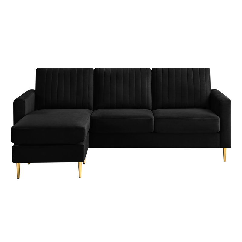 Christie Upholstered Corner Sofa, Black Velvet