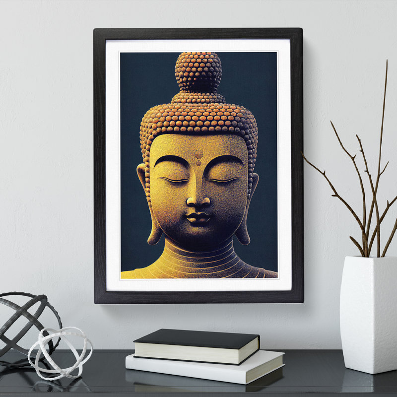 Golden Buddha No.2 - Single Picture Frame Print, Black, 46cm H x 34cm W x 2cm D