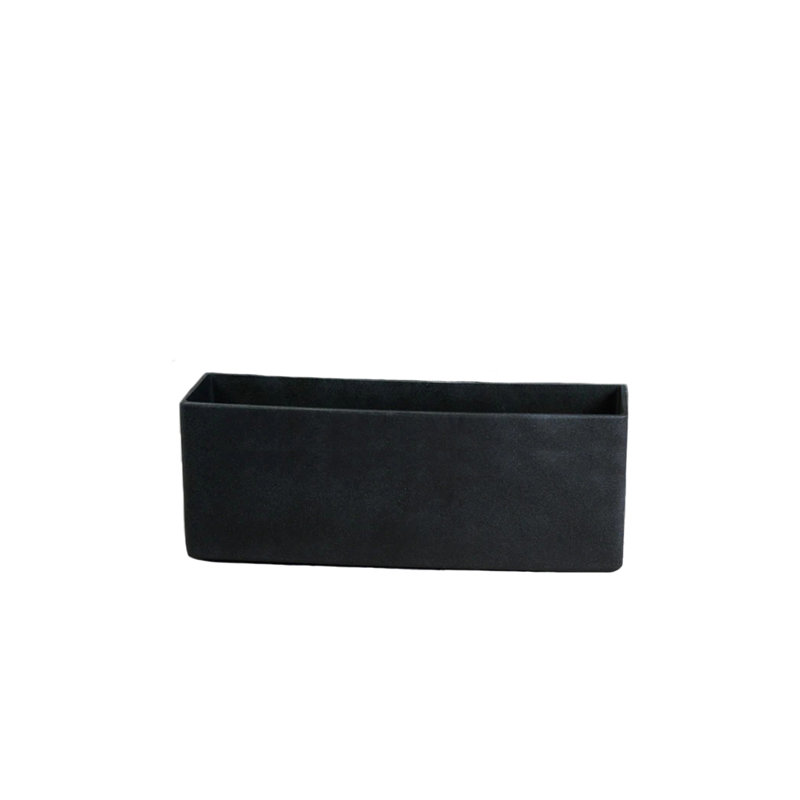  Black Rectangular Lightweight Planter Box, Matte Finish Flower Pot With Drainage Hole & Plug, Weather-Resistant Outdoor Trough For Patio, Balcony, Or Window, 10"W X 31.5"L X 10"H