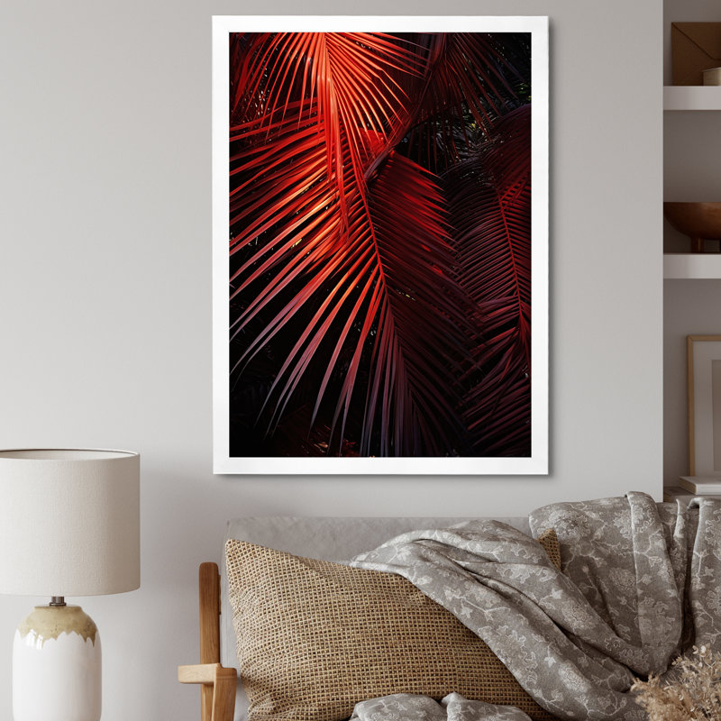 " Monochrome Red Plams Photo I ", White Framed, 40" H x 30" W x 1.5" D