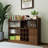 Sideboard With 2 Sliding Striped Glass Doors, Freestanding Countertop Storage Cabinet