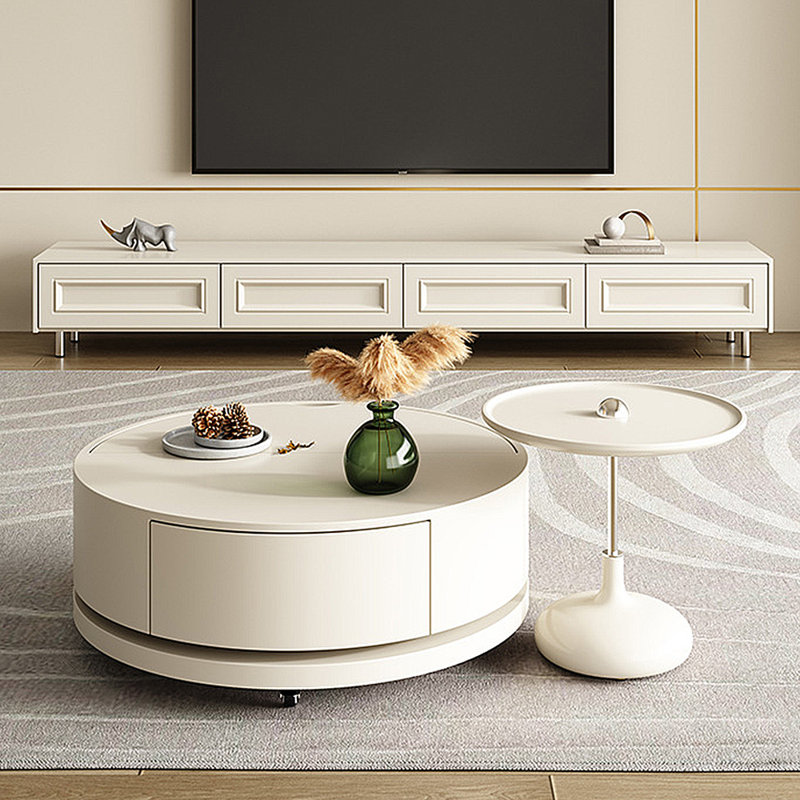 Modern Simple Lacquered Round Coffee Table Set