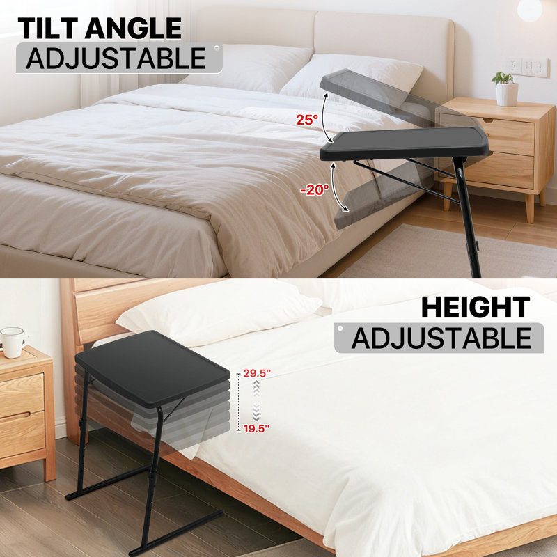 Krystell - Plateau de table inclinable 22 po avec plateau inclinable pour la télé et jardin pour l'extérieur, Noir