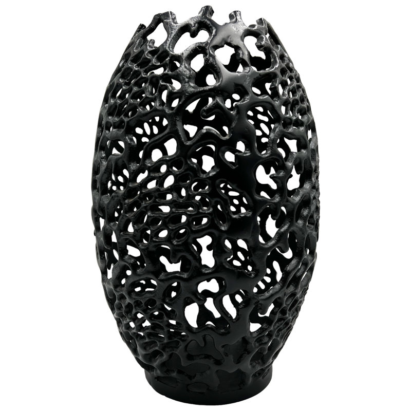 Kidane Handmade Aluminum Table Vase, 20" H x 13" W x 13" D, Black