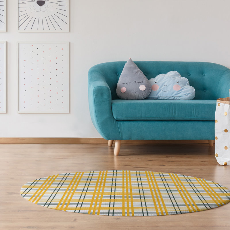 Plaid Indoor Rug, Round 5'
