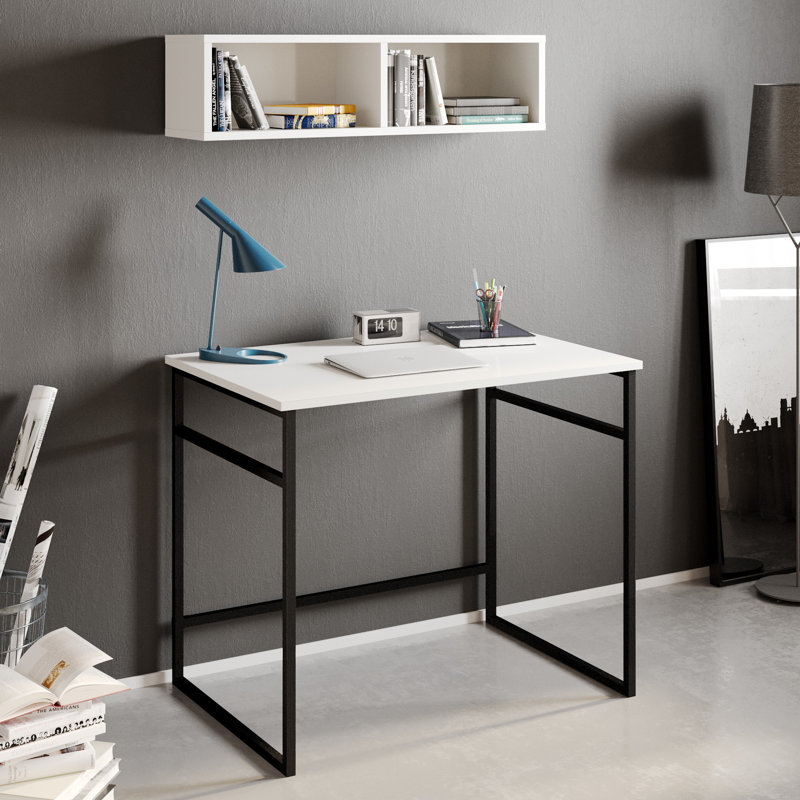 Mcleay Metal Base Writing Desk, White/Black