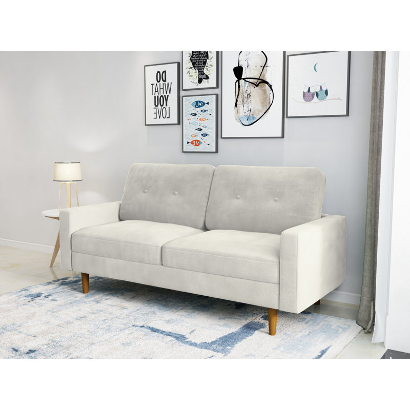 70'' Velvet Sofa, Ivory Velvet 