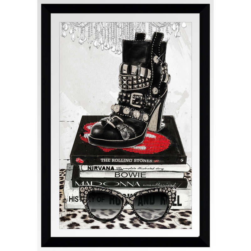«Rock on», reproduction d'art, H 39,5 po x l 27,5 po x P 0,75 po, Acrylique avec cadre noir