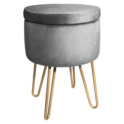 Velvet Storage Upholstered Accent Stool
