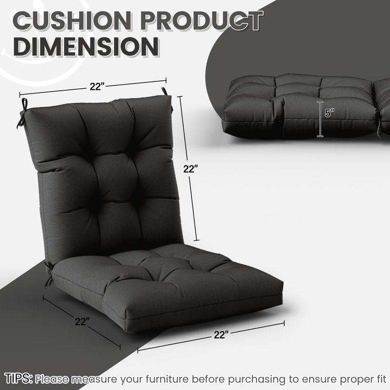 Coussin de siège / dossier intérieur et extérieur Anjelyka, Noir