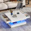 Table basse 33,9 "à DEL avec rangement, table de salon moderne ultrabrillante avec 2 tiroirs, grande table centrale carrée à double couche -28623455-28623451