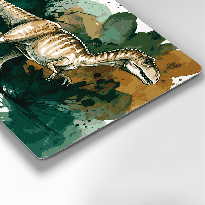 «Dinosaur Compsognathus», art mural en métal vert, H 11 po x l 14 po