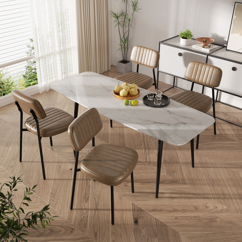 Stylishly Upholstered Tufted Faux Leather Dining Chair: Comfort Meets Elegance, brown