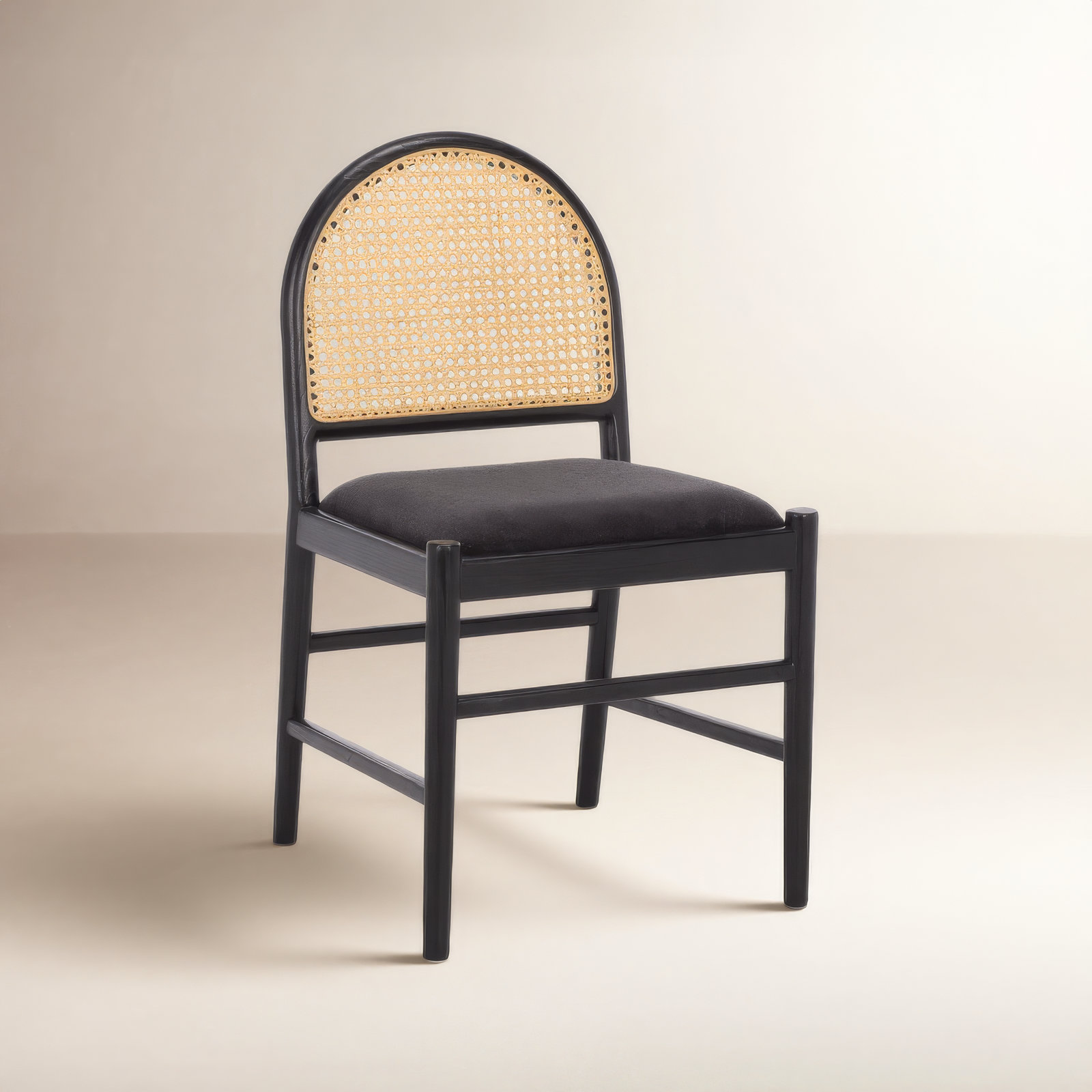 Ottavia Genuine Leather Dining Chair, Black, Black Boucle