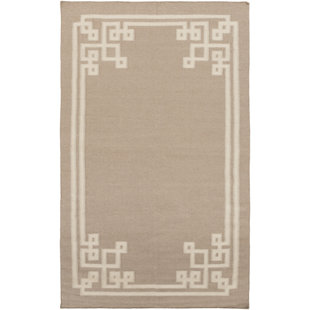 Tapis brun en laine tissé à plat à la main Alameda
