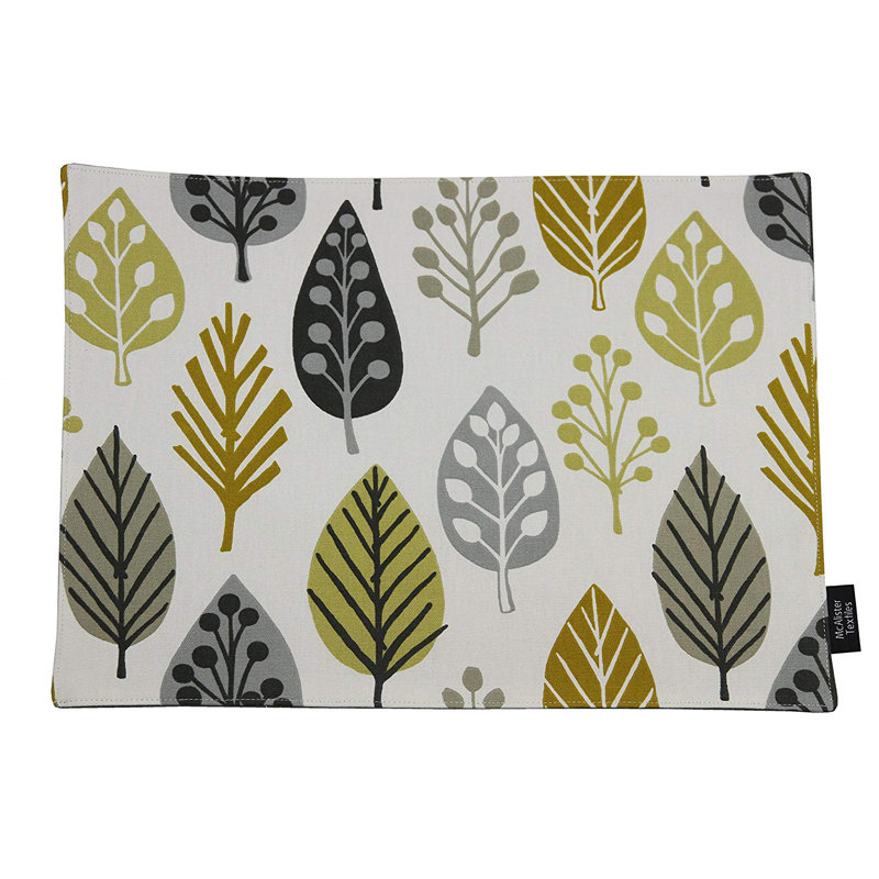 Alexys Cotton Floral Rectangle Placemat, Ochre Yellow