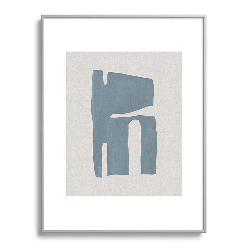 Mid Century Blue II, encadré sur papier, Argent, H 24 po x l 18 po