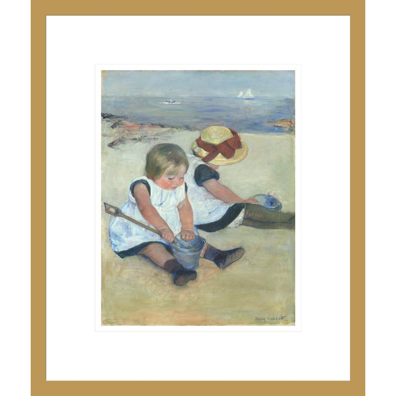 «Children jouant sur la plage» par Mary Cassatt, impression giclée sur cadre, H 16,27 po x l 13,75 po