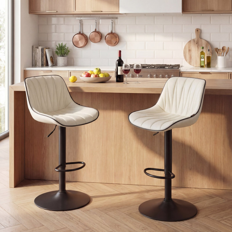Tabourets de bar pivotants à hauteur réglable Modern, Blanc