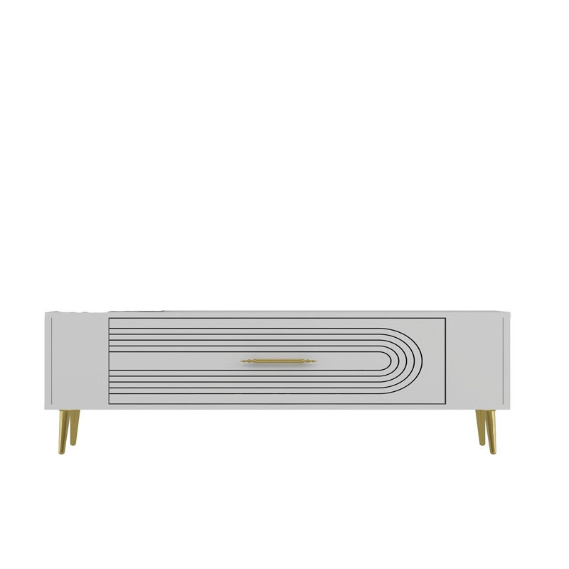Olivia Unfinished TV Stand, 120cm, White/Gold