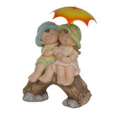 20"H Boy and Girl with Umbrella Garden Statue