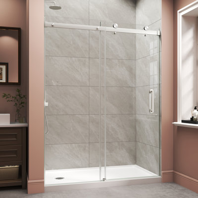 49"-54" W x 72" H Single Sliding Frameless Shower Door with 1/4" (6mm) Nano Coating Clear Tempered Glass