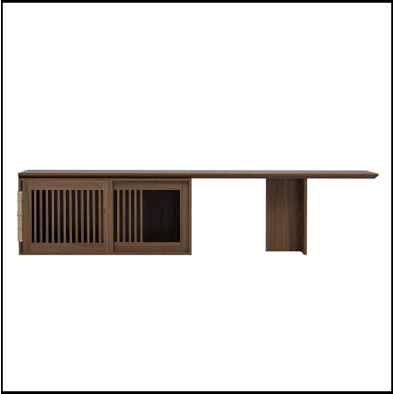 Meuble télé Mid-Century Morden en noyer avec table extensible