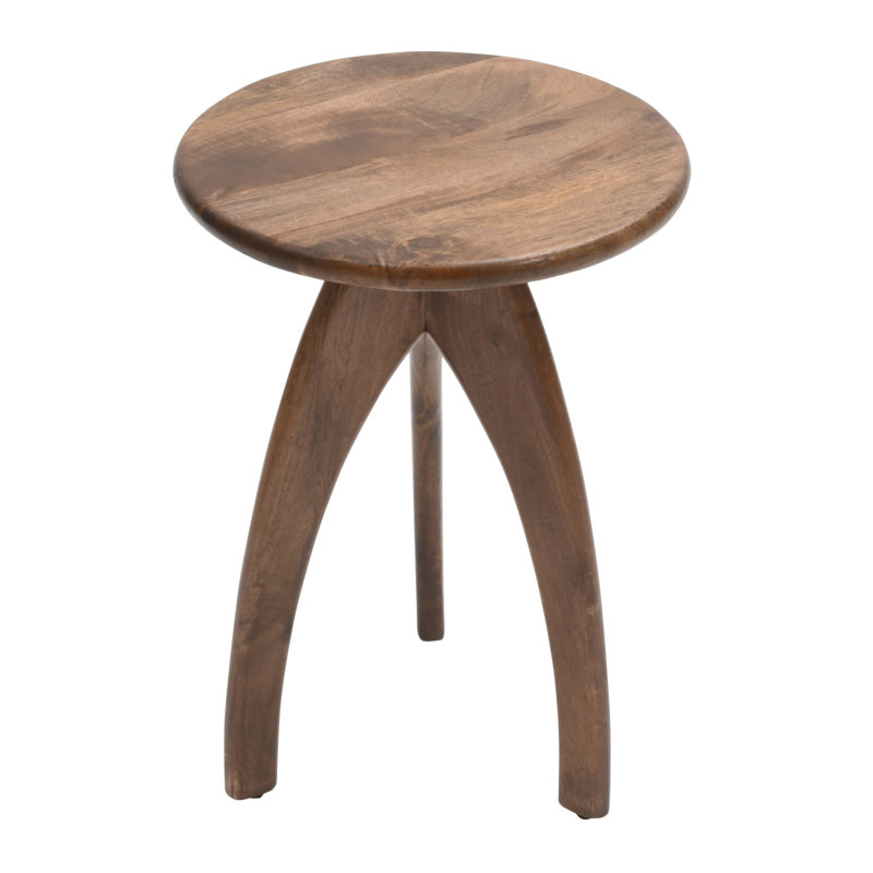 Table de bout ronde en bois massif Liddel, Châtaigne