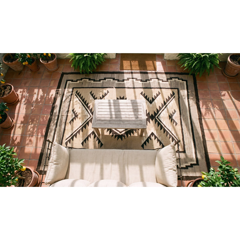 Neutral Antique Tribal Design Native American Wool Navajo Flat Weave Rug