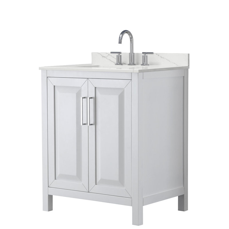 Daria 30'' W Vanity, White Quartz, White, Polished Chrome