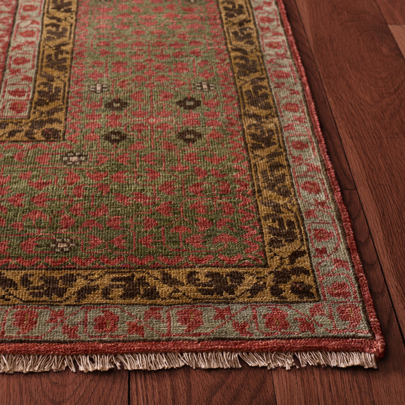 Ralph Lauren Lourens Hand Knotted, 80% Wool And 20% Cotton, Madder Red Area Rug, Rectangle 6' x 9'