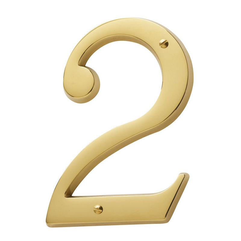 4.75" H Brass House Number, 2, Lifetime Brass