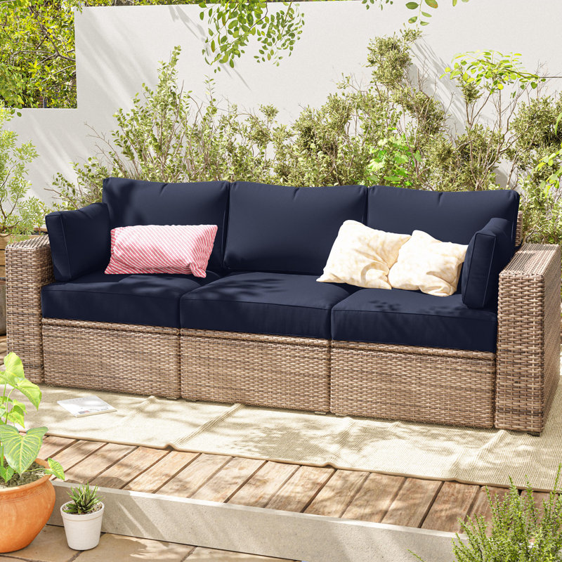 Outdoor 4" Thick Replacement Cushion Set Seat/Back Cushion (Set Of 3 Seats , 3 Backs , 2 Short Backs), Navy