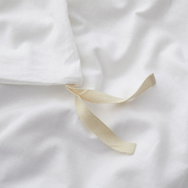 King Size White Linen and Cotton Duvet Cover Set
