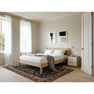 Tapis bleu persan lavable à la machine