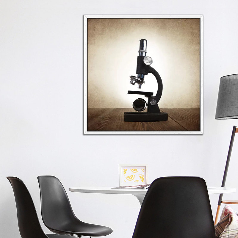 Microscope - Print on Canvas, White Framed, 93.98 cm H x 93.98 cm W