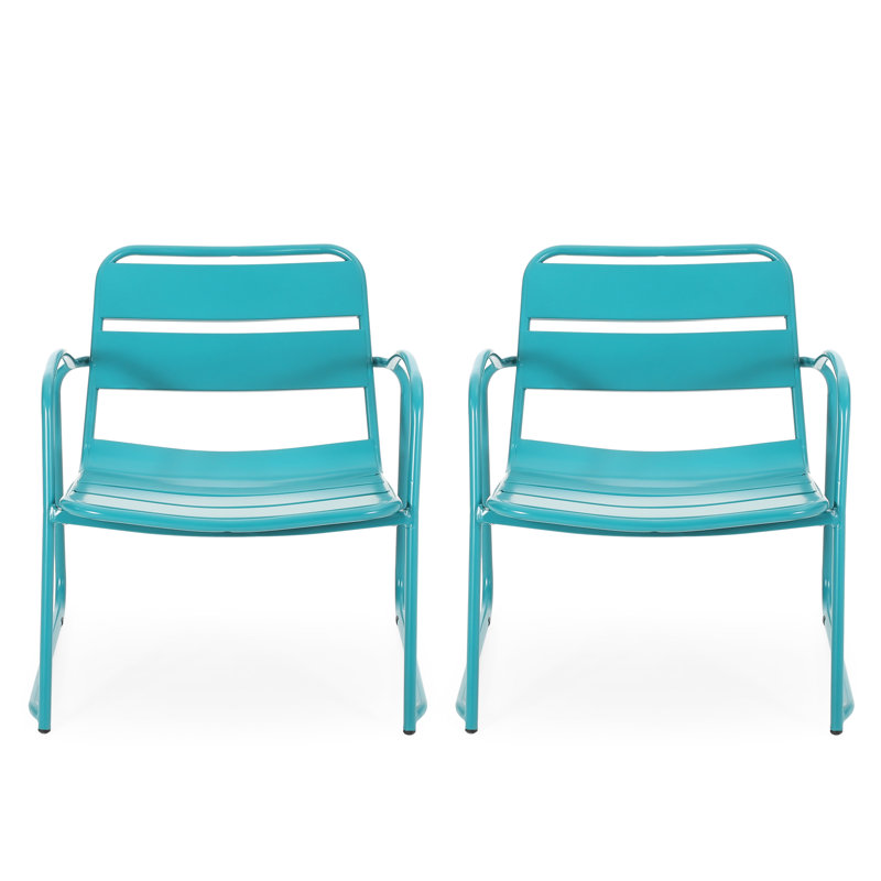 Teal Iron Chair: Enjoy Relaxing Outdoors, 24.67 In. Depth, 27.19 Width, 24.66 Height, 14.13 Lb Patio Relaxation Delight,