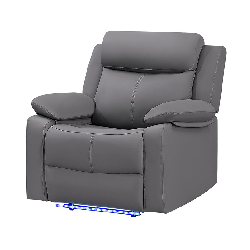 Blanche Grey Glider Recliner With LED