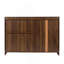 Buffet avec 2 portes coulissantes en verre rayé, armoire de rangement autoportante pour les bouteilles, le vin, etc.