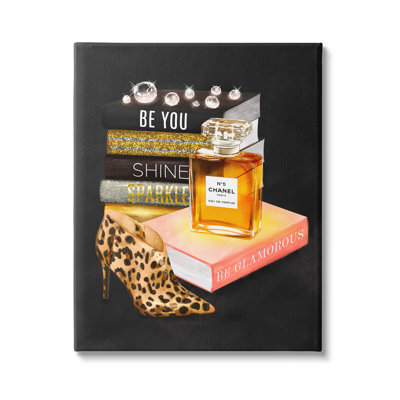 Be Glamour, bouteille de parfum, mode, talon léopard, mode, giclée encadrée, art texturé par Ziwei Li