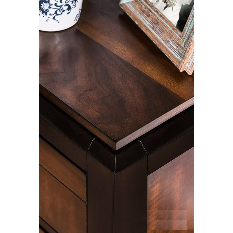 Table de chevet moderne en bois massif avec poignées carrées et 2 tiroirs